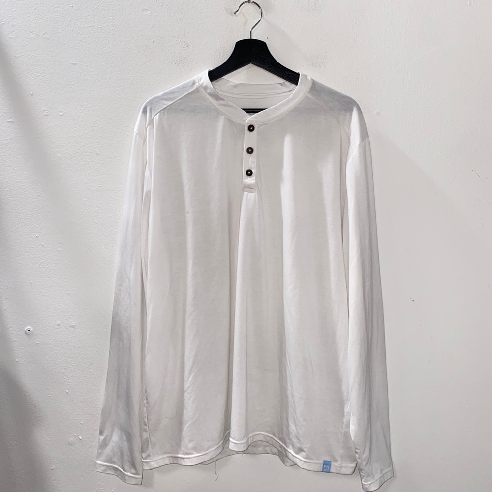Fair Harbor Shirt Men 2XL White Long Sleeve Henley UPF 50 Performance XX-Large